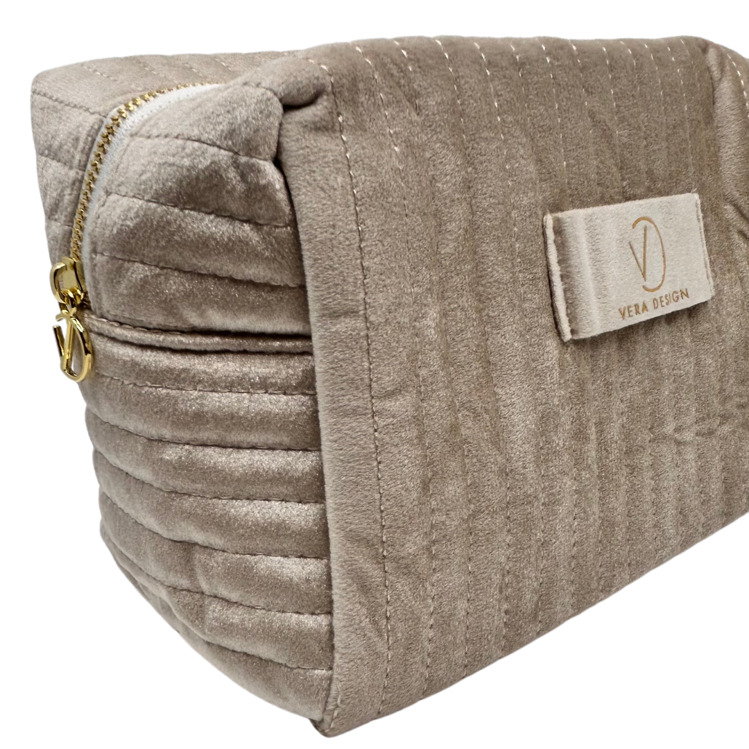 VERA DESIGN COSMETIC BAG BEIGE VELVET