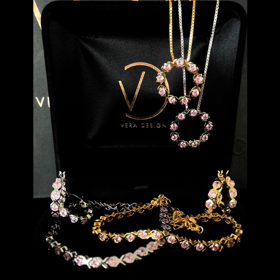 XO PENDANT SILVER-PINK