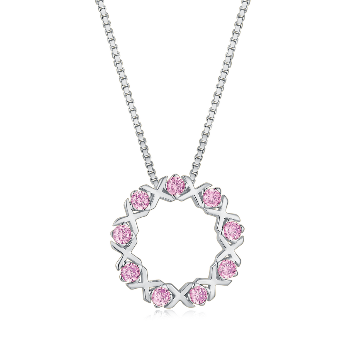 XO PENDANT SILVER-PINK
