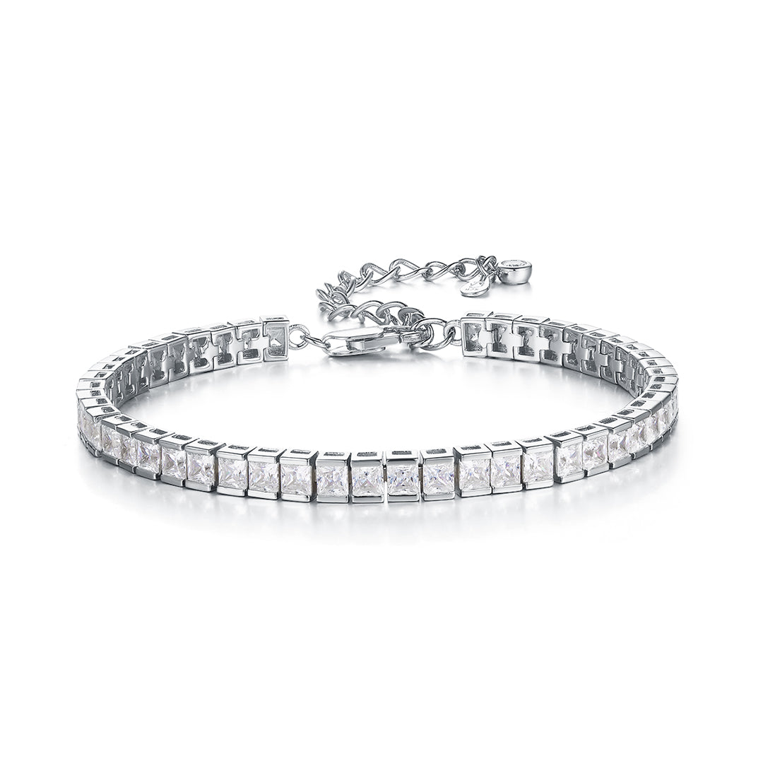 TENNIS BAGUETTE BRACELET SILVER-WHITE