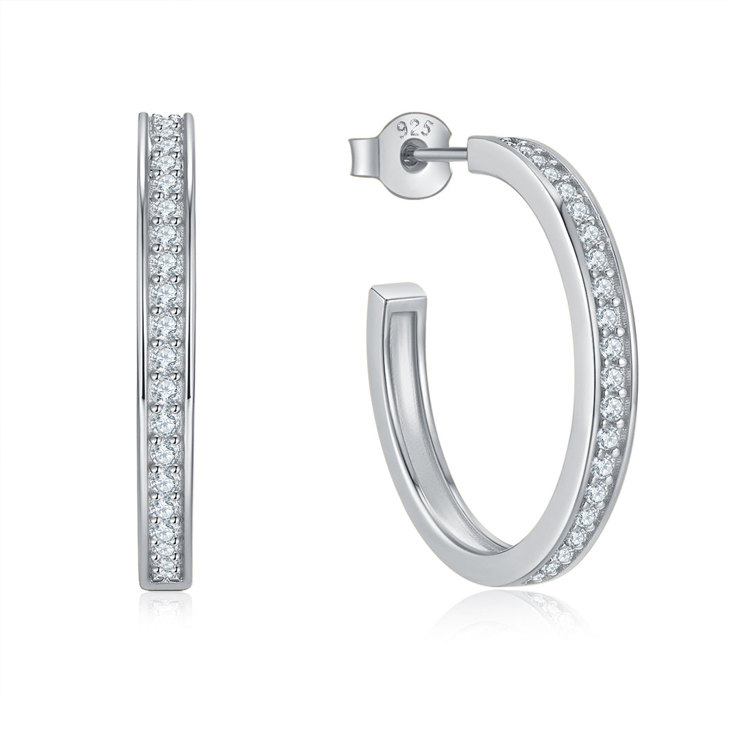 HOOP TENNIS EARRINGS SILVER-WHITE