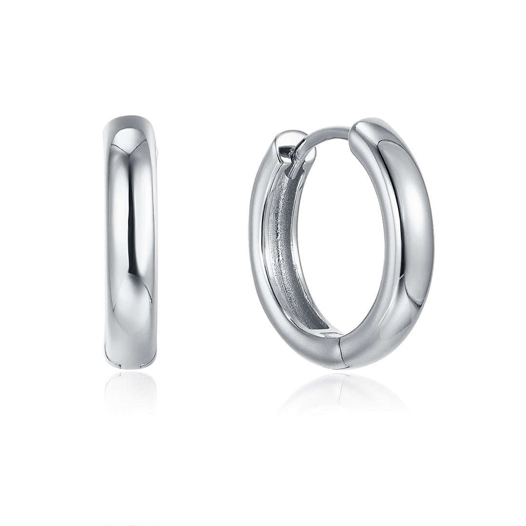 HOOP OVAL EARRINGS SILVER