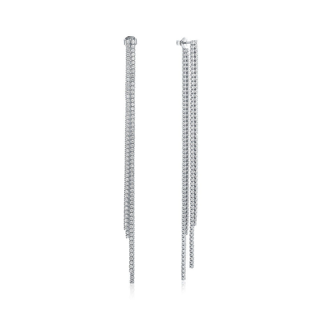 TENNIS TASSEL EARRINGS SILVER-WHITE