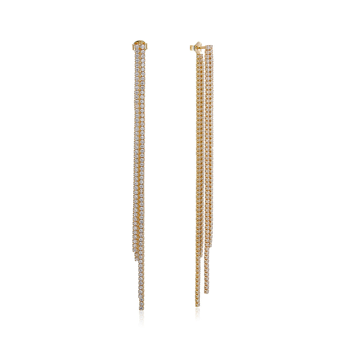 TENNIS TASSEL EARRINGS GOLD-WHITE