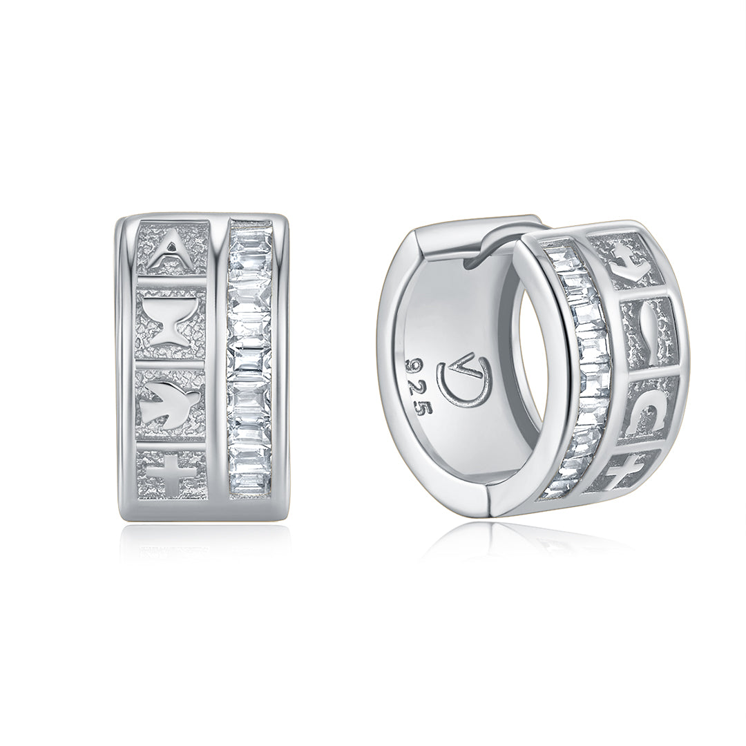 INFINITY DIVINE HOOP EARRINGS SILVER-WHITE
