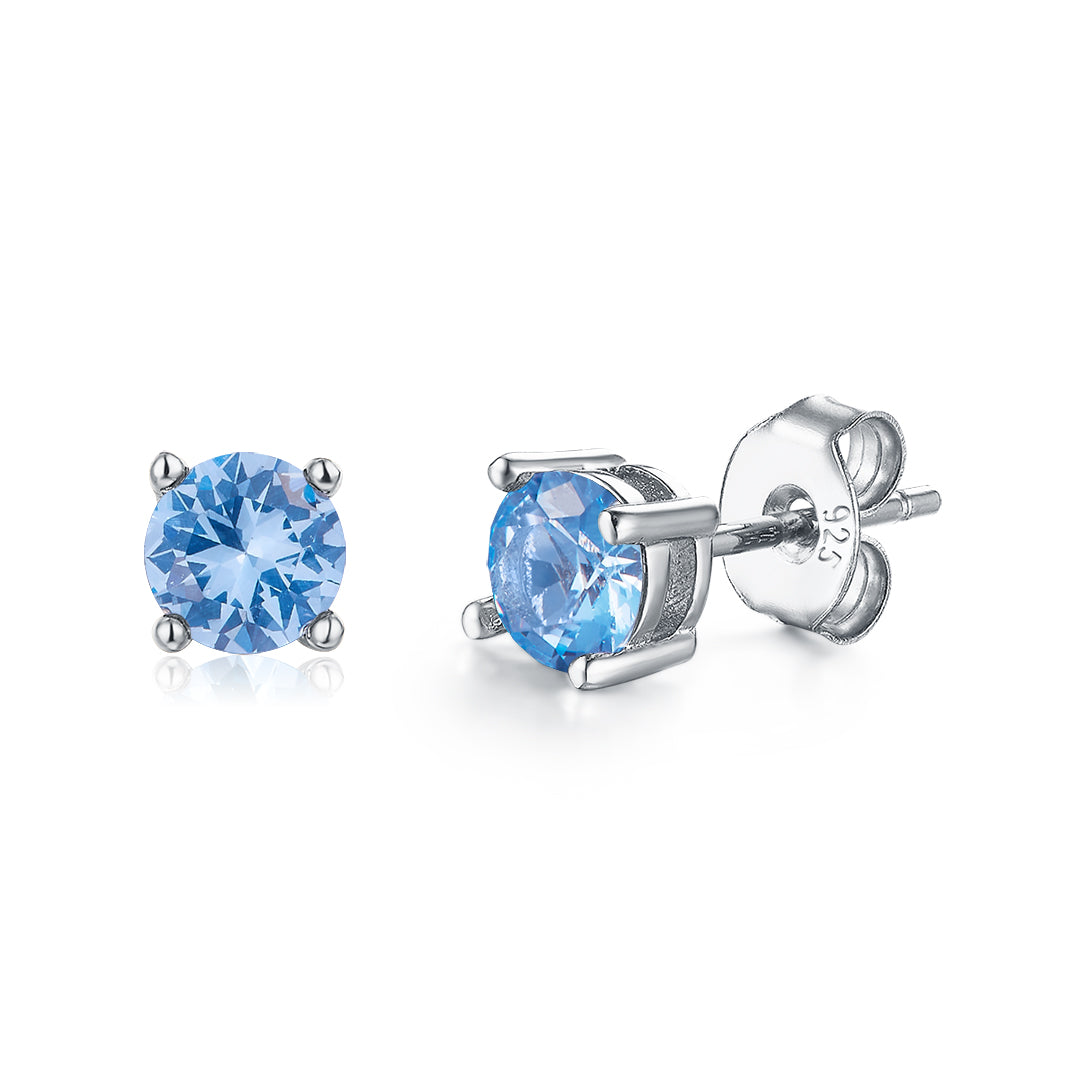 STUD EARRINGS SILVER-LIGHTBLUE