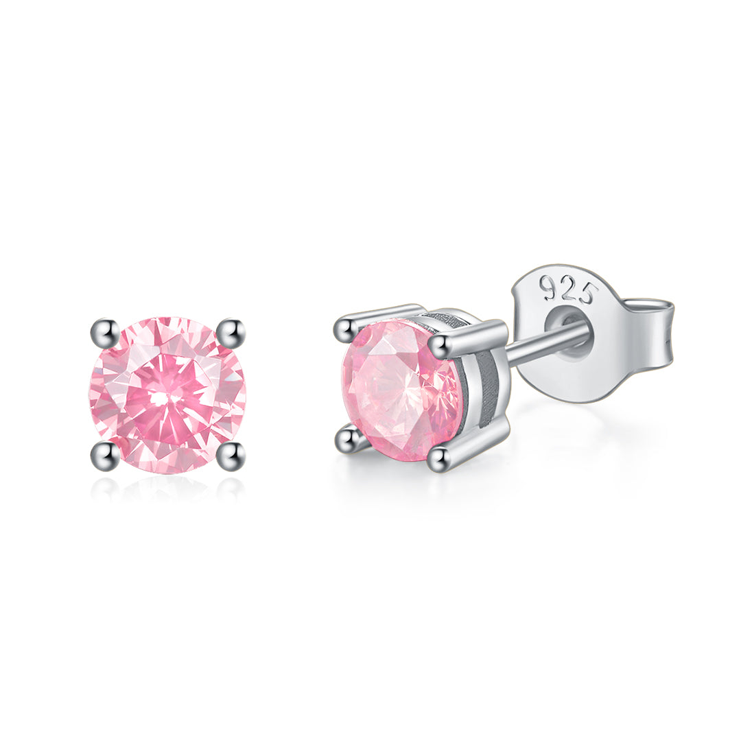 STUD EARRINGS SILVER-PINK