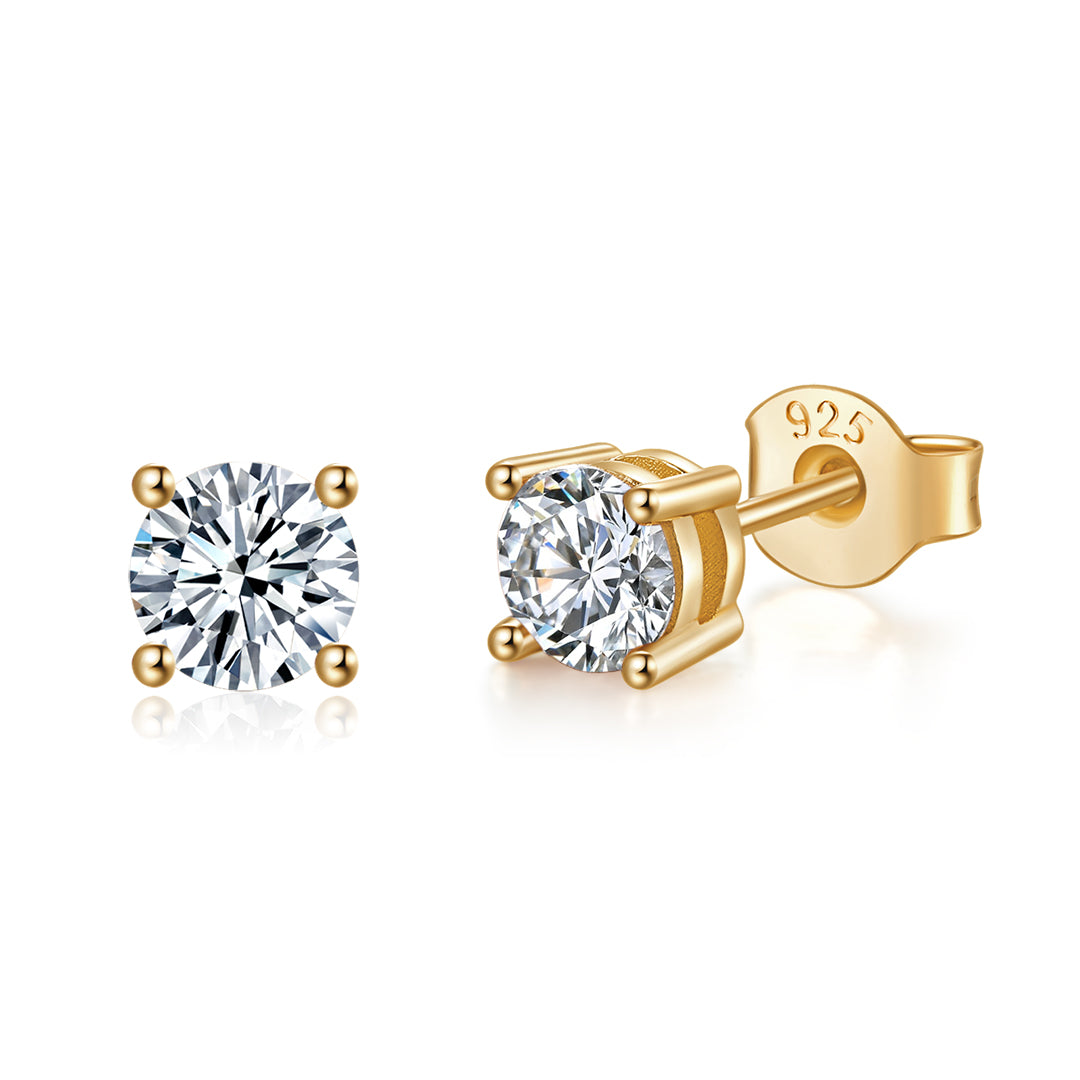 STUD EARRINGS GOLD-WHITE