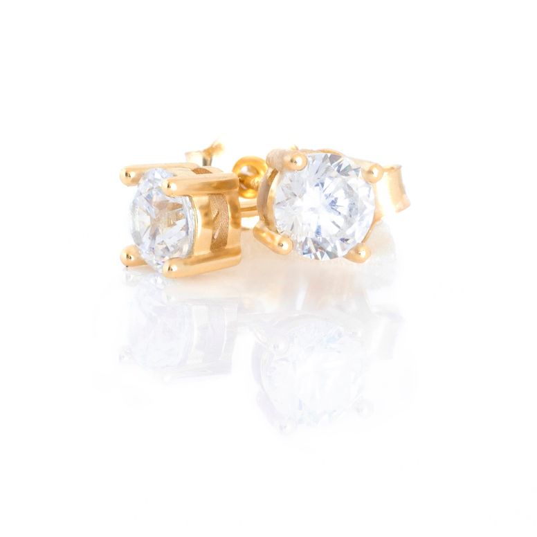 STUD EARRINGS GOLD-WHITE