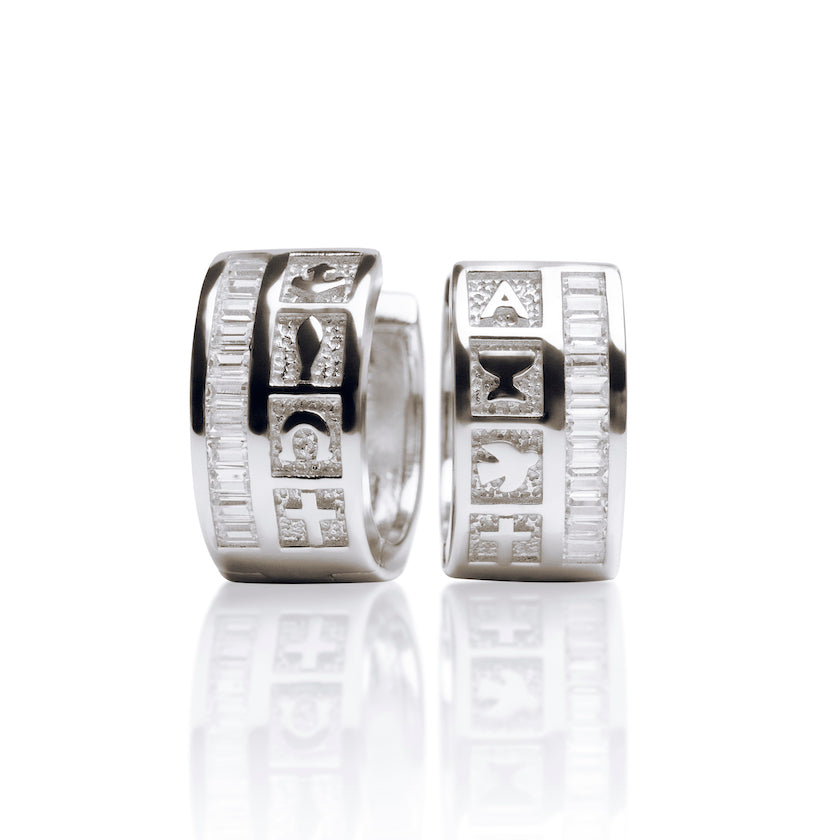 INFINITY DIVINE HOOP EARRINGS SILVER-WHITE