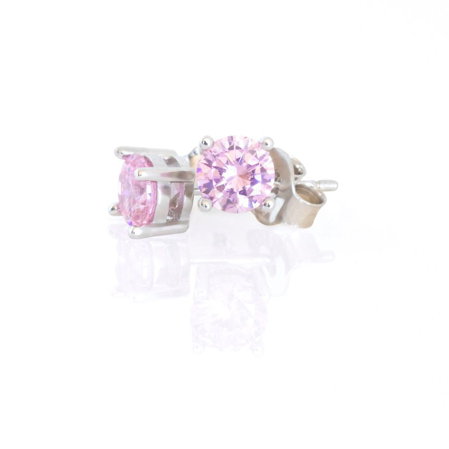 STUD EARRINGS SILVER-PINK