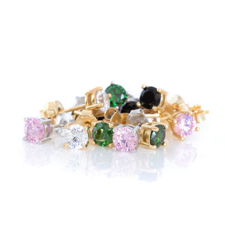 STUD EARRINGS GOLD-WHITE